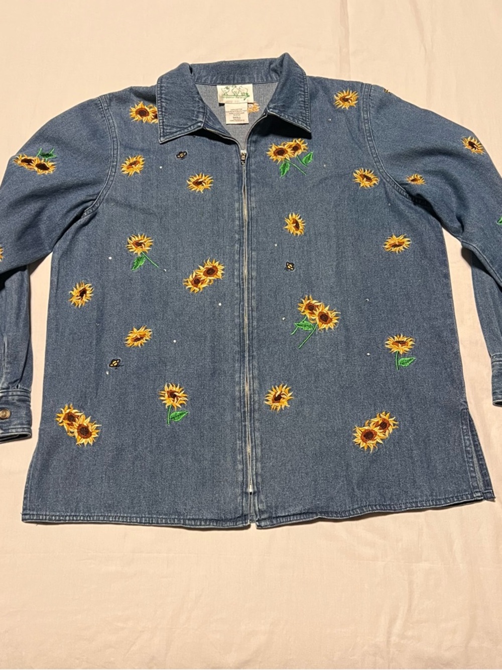Sunflower Embroidered The Quacker Factory Denim Jacket
